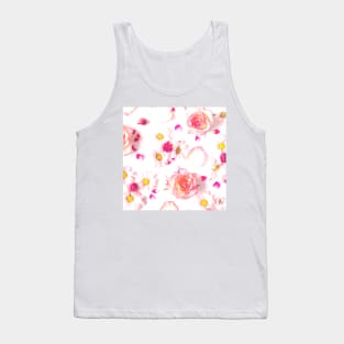 Romantic Watercolor Daisy and Cherry Blossoms - Floral Pattern Tank Top